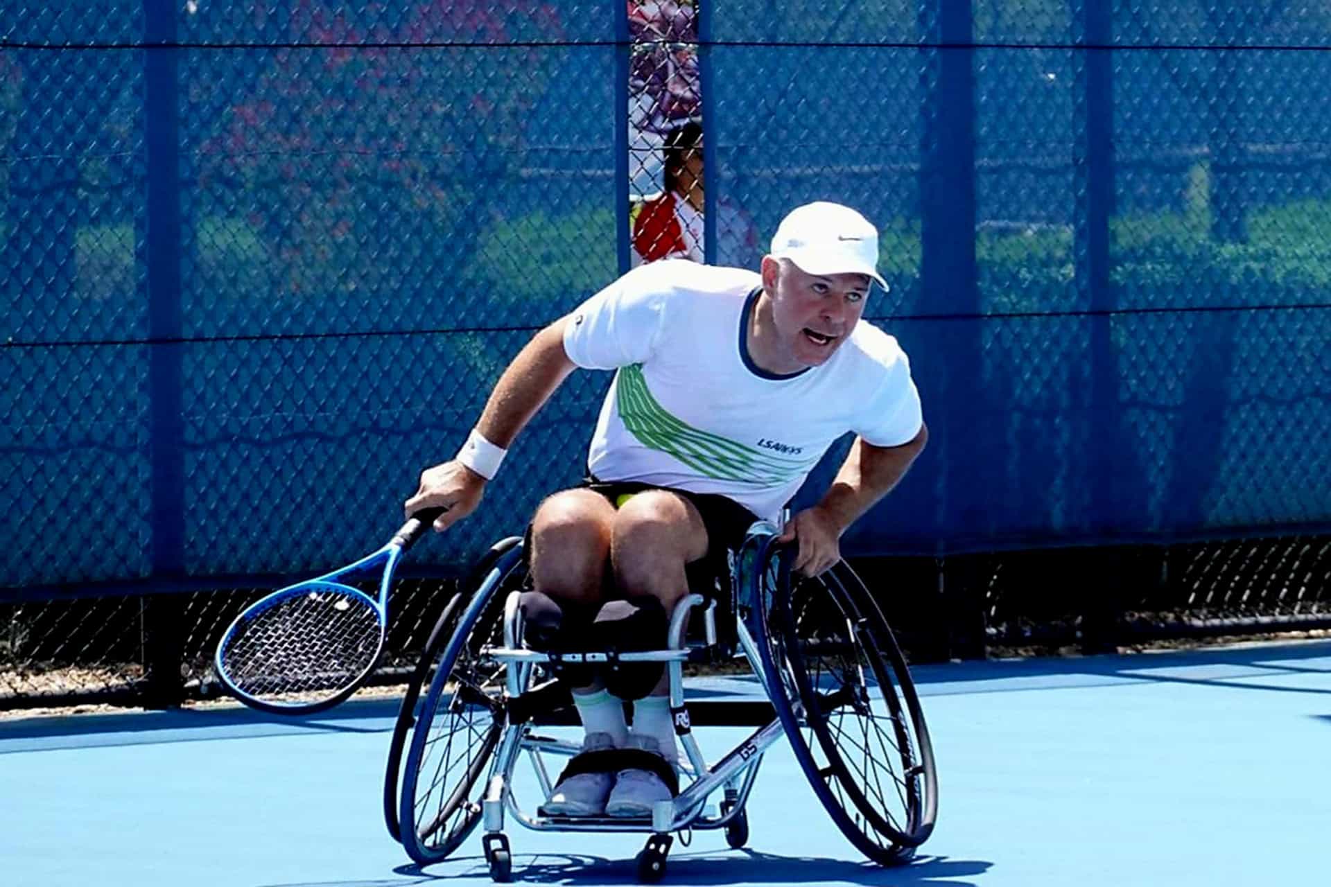 Wheelchair tennis player on court